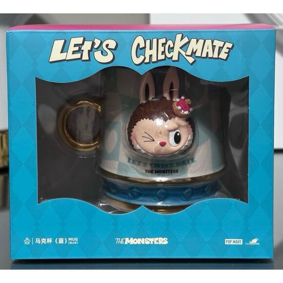 SET OF 2-POP MART LABUBU THE MONSTERS Let's Checkmate Series-Mugs, PINK & BLUE - Picture 7 of 16